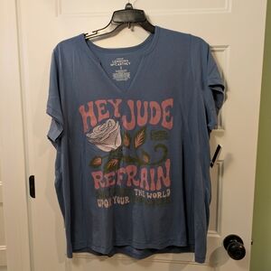 New with tags! Torrid Blue Graphic Tee with Pink Floral Accents